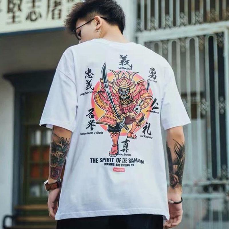 Summer Men T-shirt Chinese Harajuku Trend Personality Tees Oversized Soft Casual Tops Couple O-neck Short Sleeve Shirt
