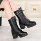 Cotton Warm Martin Boots Women Winter Plus Velvet Mid-tube Short Boots with Thick High-heeled Cotton Shoes