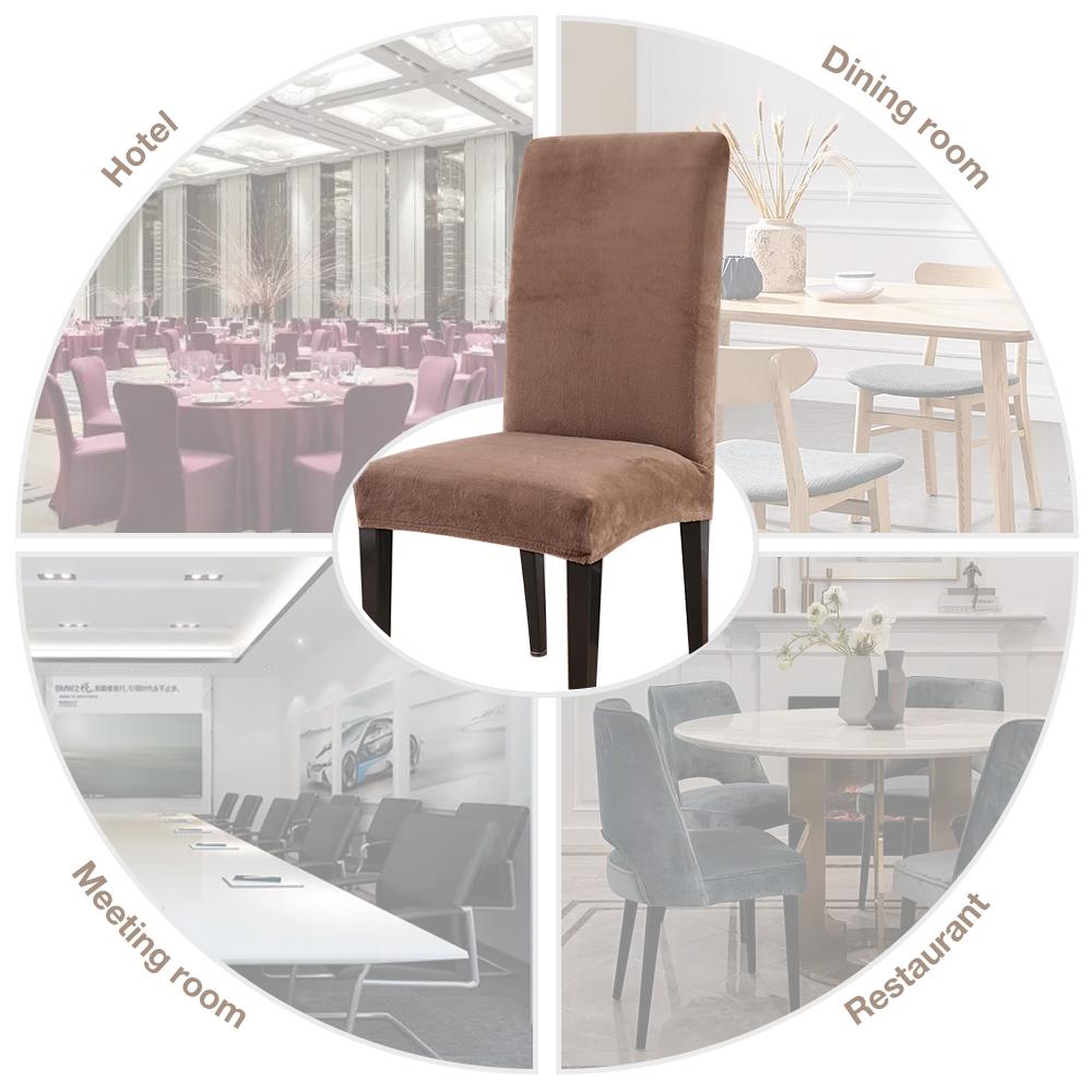2/4/6pcs Velvet Plush Chair Cover Removable Stretch Slipcovers Fox Pile Restaurant Seat Cover for Dinning Room Banquet Hotel Chair Covers