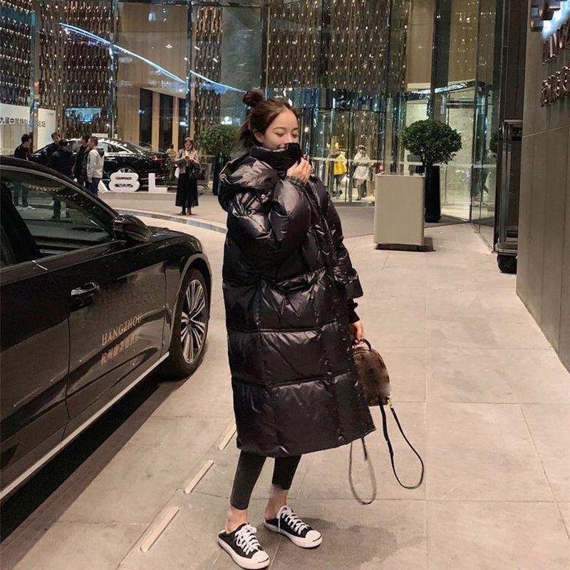 Long Down Jacket Women's Loose and Thick Bread Coat Knee-length Duck Down Jacket