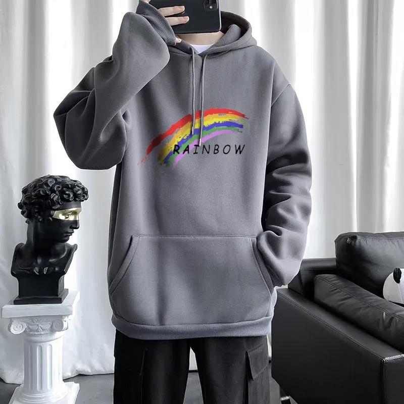 Winter Hooded Pullover Sweater Male Youth Plus Velvet Thick Warm Comfortable Loose Top