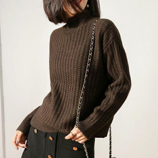 Autumn Winter Women's Sweaters Women's Half Turtleneck Padded Pullover Knit Bottoming Shirt Loose Casual Long-sleeved Shirt Women