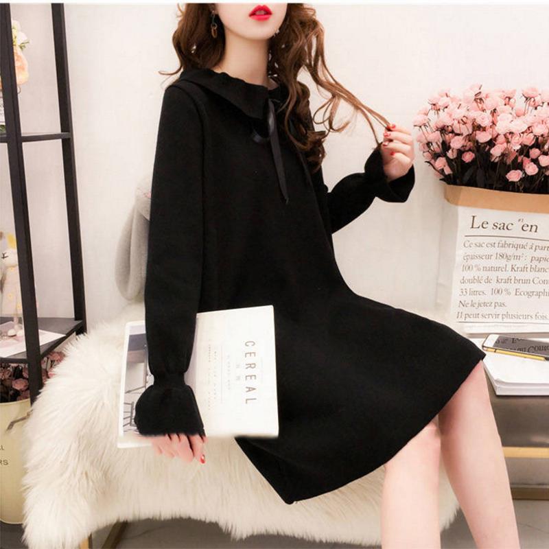 Pofulove Net Red Mid-length Loose Doll Collar Sweater Small Fresh Pretty Fairy Pullover Sweater