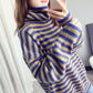 Pullover Lazy Striped Sweater Women Autumn and Winter Korean Knit Bottoming Shirt Loose Turtleneck Thick