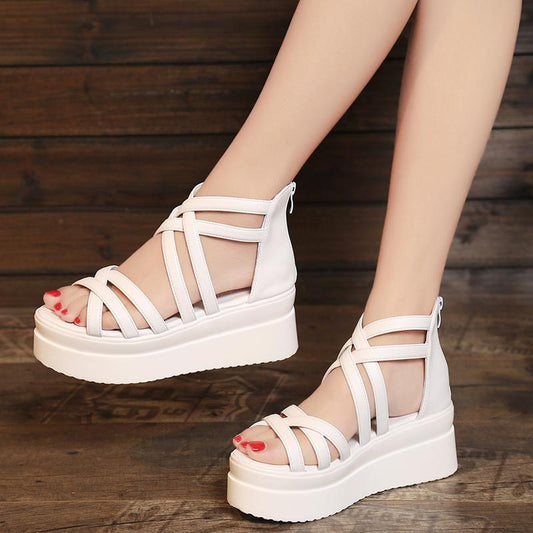 Schoolgirl Sandals Korean Style Outdoor Summer Shoes Comfortable and Versatile Platform Shoes Bloggers Must Push Women's Roman Shoes