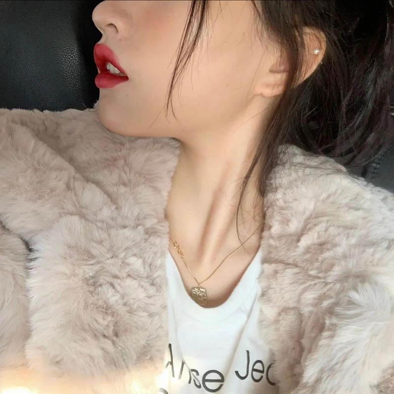 Winter Thickened Rabbit-like Plush Fur Loose Bow Short Lamb Wool Coat Women