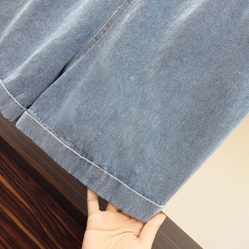 Denim Suspenders Shorts Women's Summer Design Sense Small One-piece Pants High Waist Loose Wide-leg Pants