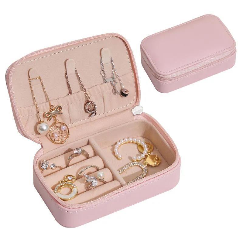 Jewelry Bag Travel Portable Storage Box Small Leather Ear Stud Necklace Storage Box