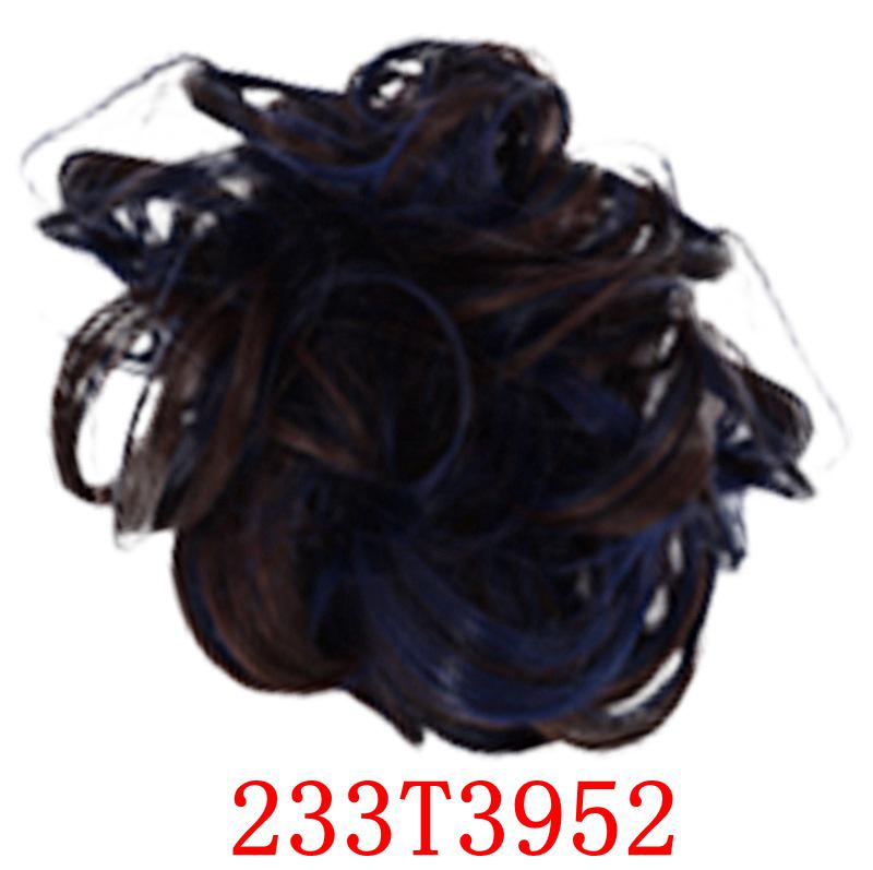 Girls Curly Scrunchie Chignon Rubber Band Multicolor Synthetic Hair Ring Wrap on Messy Bun Ponytails