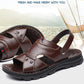 Men Leather Sandals Summer Classic Peep Toe Slippers Soft Sandals Men Roman Comfortable Outdoor Walking Footwear