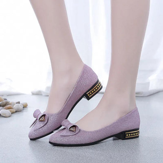 Women's Shoes Spring Single Shoes Low Thick Heel Casual Shoes Summer and Autumn All-match Work Shoes