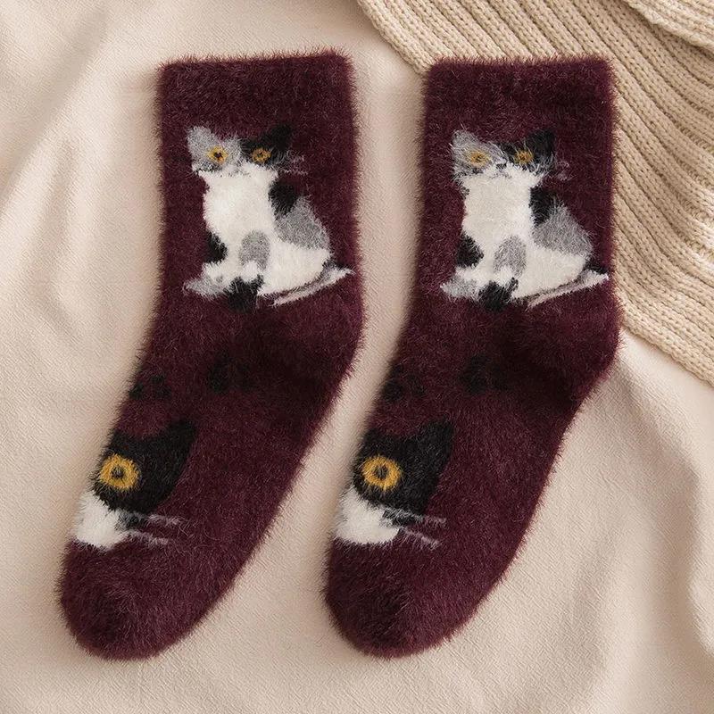 Mink Fleece Socks Autumn and Winter Plus Fleece Thick Warm Floor Socks Women's Coral Fleece Home Sleep Socks
