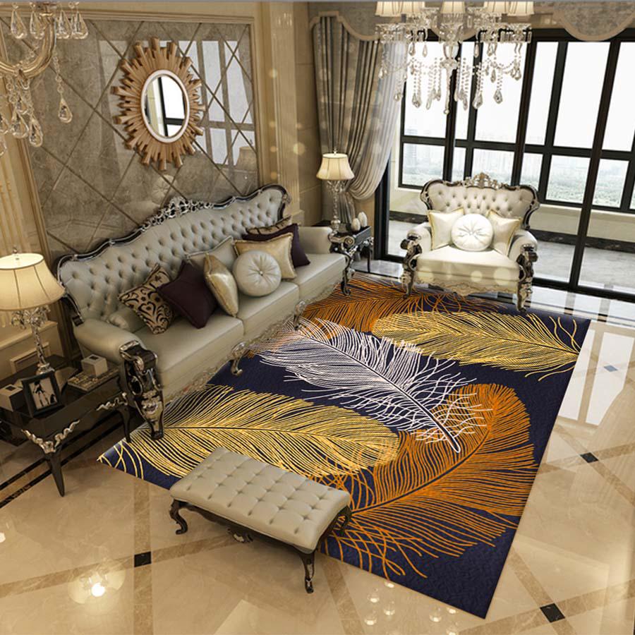 European American colorful feather pattern Carpet Large Size Carpet Bedroom Rug Non-slip Floor Mats