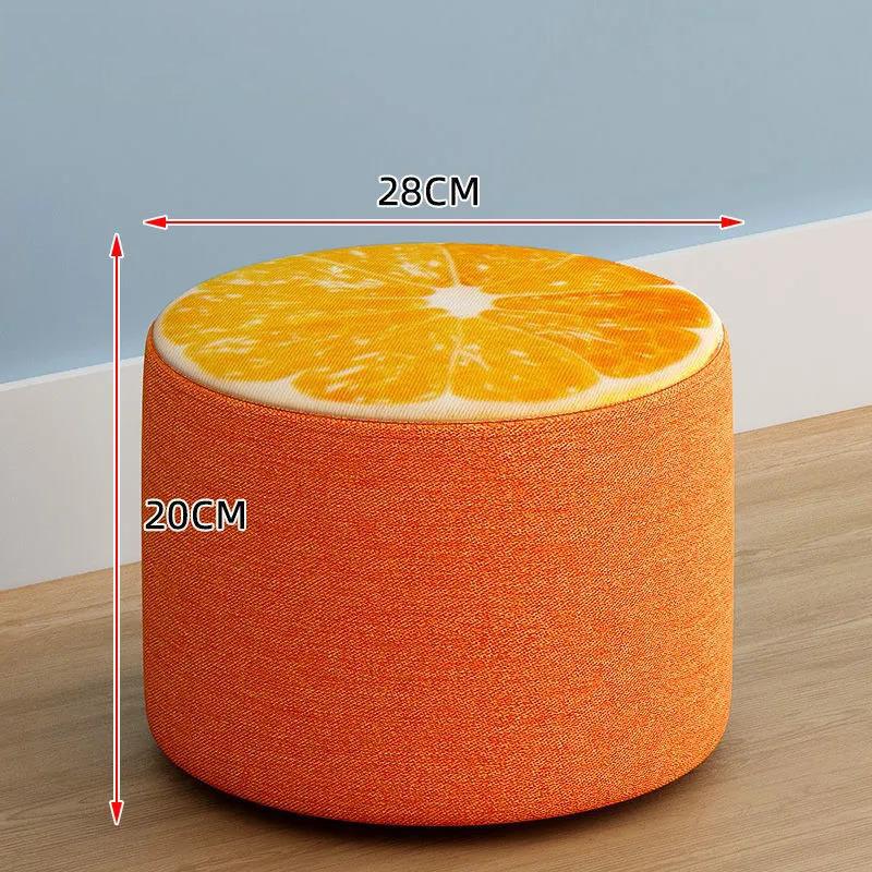 Fruit Print Sofa Stool Small Stool Solid Wood Chair Children Stool Shoe Change Seat Round Wooden Bench