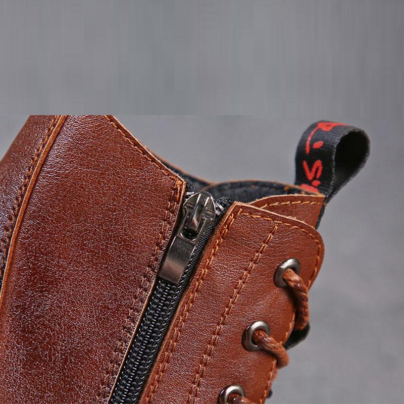 Leather Martin Boots Women's Thick-soled Short Boots Women's Autumn and Spring Leather Boots Lace and Single Boot