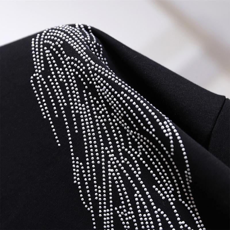 Ladies Spring Autumn Plus Size Tops for Women Long Sleeve Cotton Diamond Thick T-shirt 6XL