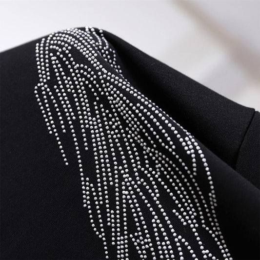 Ladies Spring Autumn Plus Size Tops for Women Long Sleeve Cotton Diamond Thick T-shirt 6XL
