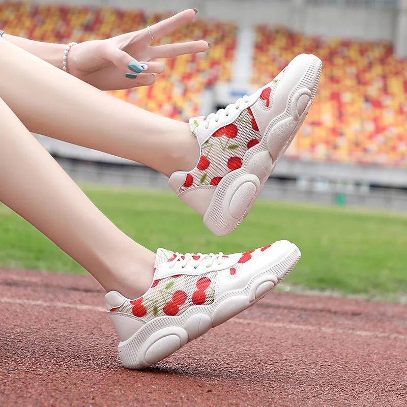 Cherry Shoes Female Students Korean Version of Breathable Net Shoes Female Cubs Sports Daddy Shoes