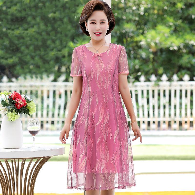 Plus Size Summer Dress for Women  Mid-length  Printed Over-the-knee Floral Dress Chiffon Dress