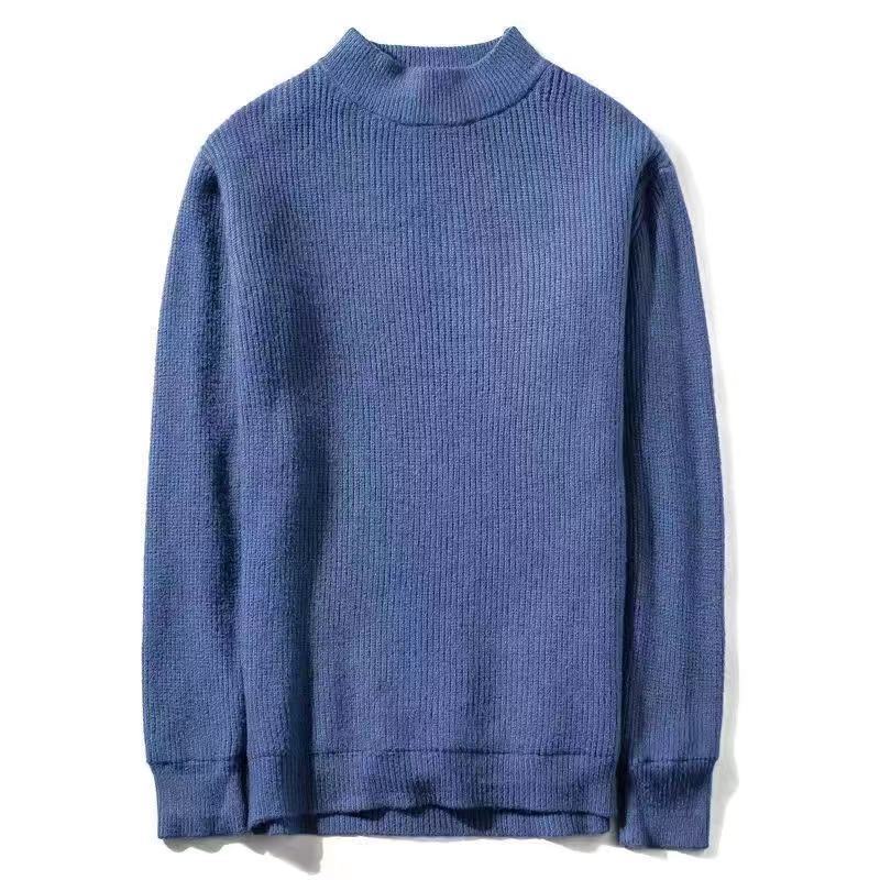 Autumn and Winter Men's Sweaters Round Neck Warm Knit Sweater Men's Half Turtleneck Sweater