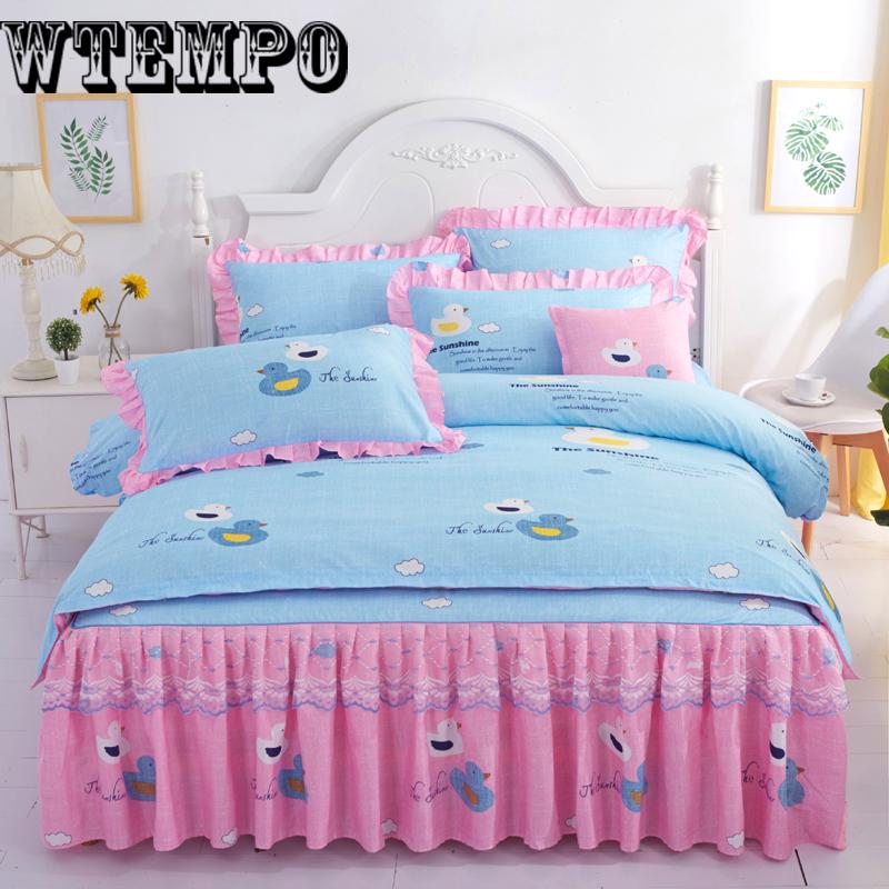 Home Supplies Kit Bedding Cotton Four-piece Winter Soft Solid Color Bed Dress Set