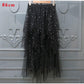 Fashion Elastic High Waist Long Tulle Skirt Women Irregular Hem Mesh Tutu Skirt Summer Party Skirt