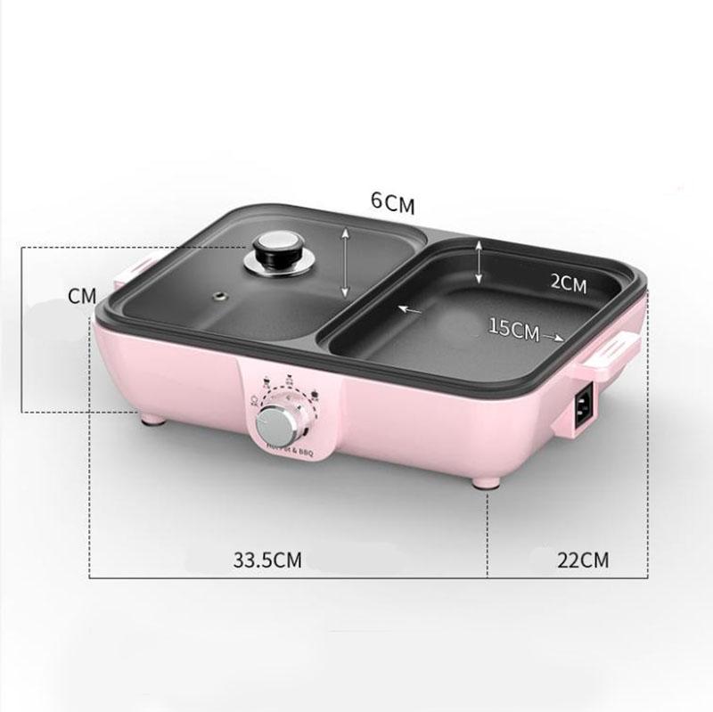 980W 2 Person BBC Heat Pot Machine Multi-purpose Grill Pan Fried Steak Pan Smokeless Nonstick Pot for Family