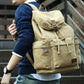 Man Leather Casual USB Interface Backpack Bag Hole Mens School Travel Rucksack Laptop Backpack