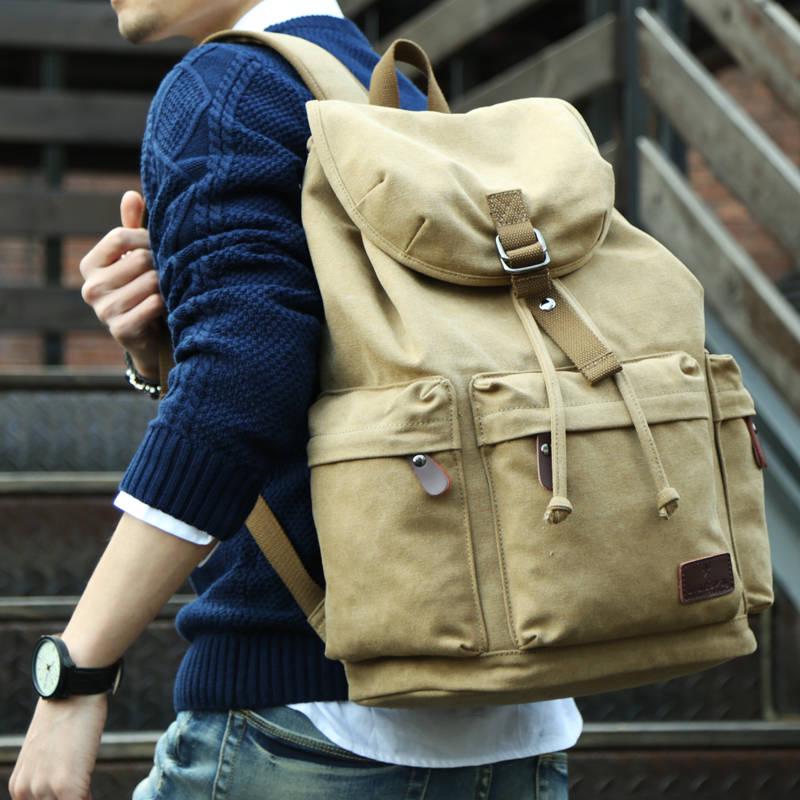 Man Leather Casual USB Interface Backpack Bag Hole Mens School Travel Rucksack Laptop Backpack