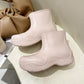 Rain Boots Women's Fashion Outer Wear Avocado Green Thick-soled Increased Anti-skid Water Shoes Short Tube Rain Boots