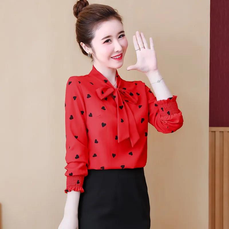 Chiffon Shirt Women's Spring Top Western Style Loose Large Size Long Sleeve Bottoming Shirt