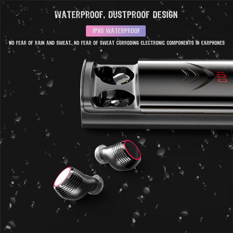 Waterproof 5.0 Earphones Bluetooth Push-pull HIFI TWS Earbuds LED Screen Headphones Wireless Headset