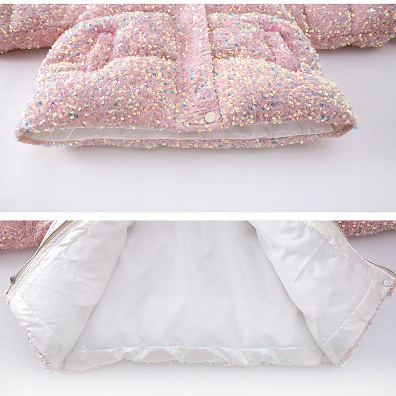 Girls Warm Cotton Clothes Korean Winter Windproof Jacket Thick Cotton Jacket Sequins Cotton Coat