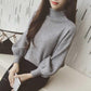 Short Lantern Sleeve Autumn/Winter Blouse Loose Pullover Long Sleeve Sweater Half Turtleneck Knitwear Women