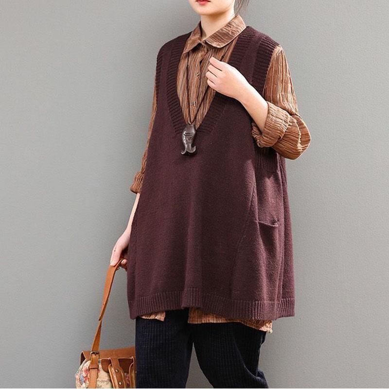 Spring and Autumn Loose College Style Sweater Casual V-neck Knitted Vest Simple and Versatile Female Sweater