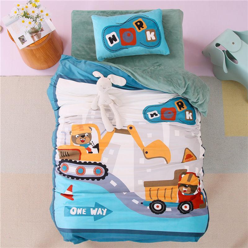 Autumn and Winter Kindergarten Milk Velvet Thick Warm Double-sided Fleece Bed Three-piece Quilt Winter Quilt Baby Nap Quilt