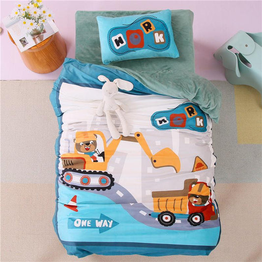 Autumn and Winter Kindergarten Milk Velvet Thick Warm Double-sided Fleece Bed Three-piece Quilt Winter Quilt Baby Nap Quilt