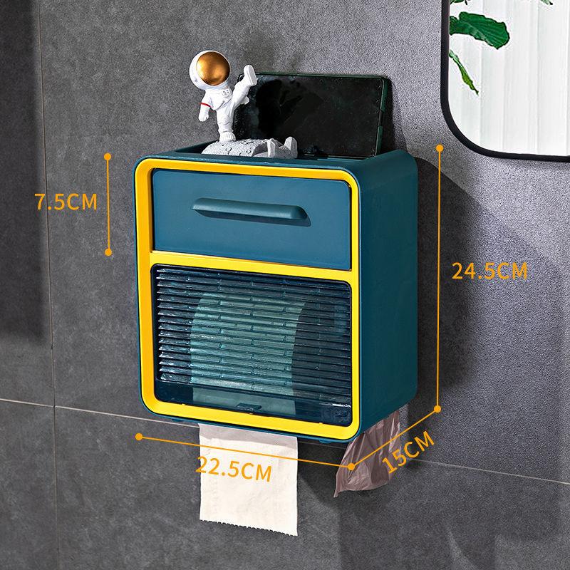 Toilet Tissue Box Draw Paper Box Bathroom Wall-mounted Punch-free Paper Box Toilet Paper Storage Box Toilet Paper Box Waterproof