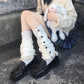 JK Stack of Children's Autumn and Winter Warm Calf Set Soft Sister Day Series Knitted White Spicy Girl Socks Set