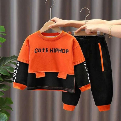 Boys Spring 2021 Children's Suit Boys Autumn Contrast Two-piece Suit Men's Casual Pants Autumn