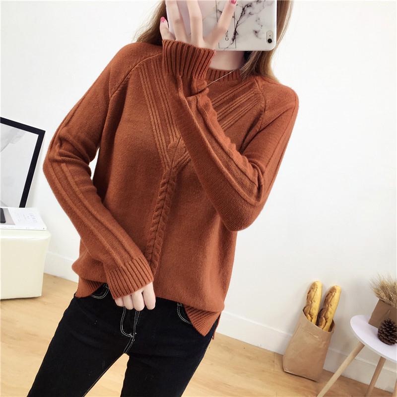 Women's Short Long Sleeve Half Turtleneck Pullover Sweater Office Thicken Soft Sweatshirts