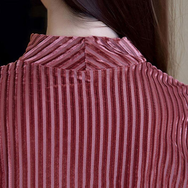Women's Bottoming Shirt Long-sleeved Autumn Gold Velvet Small Shirt Autumn and Winter T-shirt Warm Jacket Temperament Inside