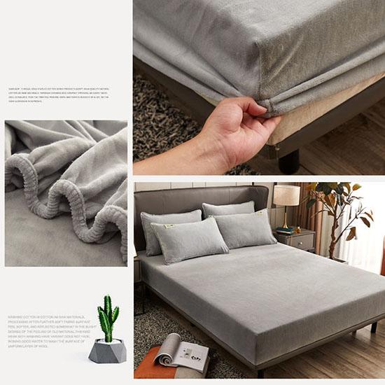 3pcs/set Thick Coral Velvet Mattress Cover Crystal Velvet Bedspread Plus Velvet Flange Winter Warm Bed Cover