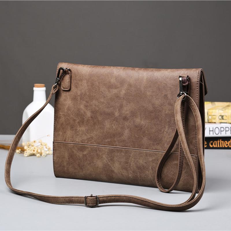 Business briefcase men khaki large capacity retro anti-theft handbag shoulder bags Crossbody bag