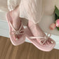 Fairy Wind Bow Flip-flops Female Summer Solid Color Outer Wear Soft Bottom Seaside Clip-on Beach Sandals and Slippers