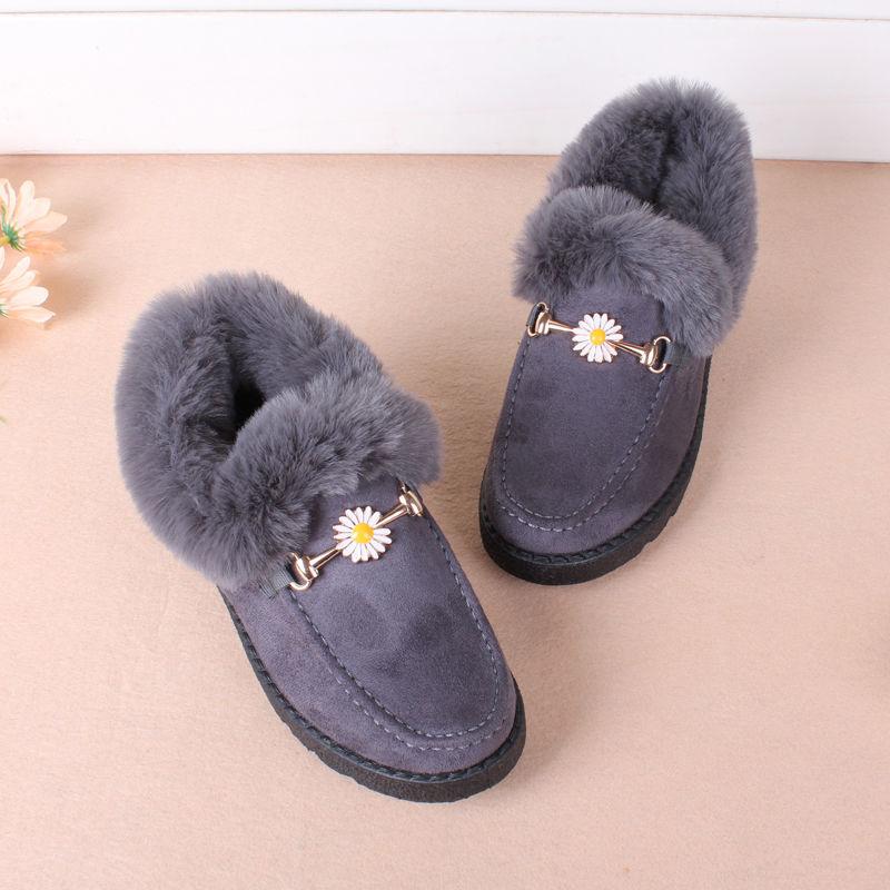 Ladies Plus Velvet Padded Warm and Comfortable Cotton Shoes Cold-proof Flat Ankle Boots