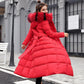 Women's Thickened Winter Coat Maxi Down Jackets with Fur Hooded Warm Parkas Outerwear
