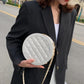 Diamond Lattice Round Bag Metal Chain Pu Leather Messenger Bag Women Outing Trip Large Capacity Crossbody Bags