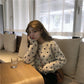 Autumn and Winter Knitted Jacket Long-sleeved Loose All-match Jacket Short Spotted Women's Bottoming Shirt