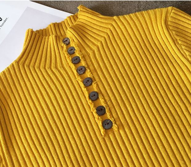 Women's Half Turtleneck Pullover Korean Style Fashion Solid Color Bottoming Shirt Slim Fit Long Sleeve Sweater